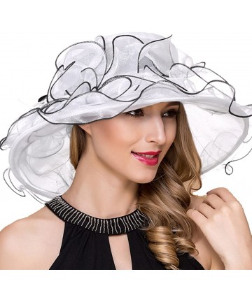 Sun Hats Womens Kentucky Derby Church Dress Fascinator Tea Party Wedding Hats S056 - White - CM18CMR92LN $31.70