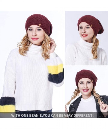 Skullies & Beanies Beanie Hat Winter Warm Knit Hats Cold Weather Skull Cap for Men Women - Slouchy Red - CL192A382M2 $17.86