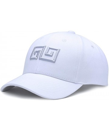 Baseball Caps Unisex Geometric Embroidery Men Women Hip-Hop Style Classic Fashion Baseball Cap Cotton Adjustable Hat - White ...