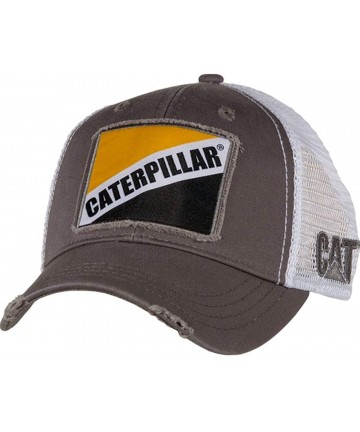 Baseball Caps Caterpillar CAT Equipment Worn Looking Vintage Snapback Bro White Mesh Cap/Hat - CH18Q90OI8Y $33.25