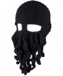 Balaclavas Unisex Knit Octopus Yarn Tentacle Beard Beanie Kraken Hat Funny Gift - Black - C411OX65ZDV $19.49