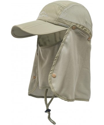 Baseball Caps Unisex Baseball Cap UPF 50 Unstructured Hat with Foldable Long Large Bill - C-khaki/ Mesh Face Neck Cover - CJ1...