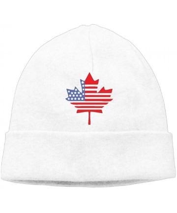 Skullies & Beanies Men's&Women's Canadian American Flag Soft Knit Hats - White - C318II6KI8H $16.38