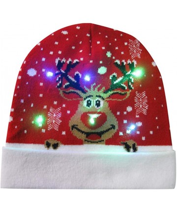 Skullies & Beanies LED Light-up Knitted Hat Ugly Sweater Holiday Xmas Christmas Beanie Cap - G - C018ZMQWROH $14.16