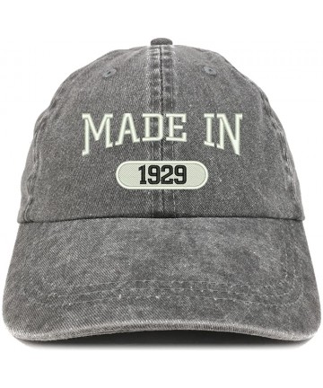 Baseball Caps Made in 1929 Embroidered 91st Birthday Washed Baseball Cap - Black - C818C7HEZ6T $25.13
