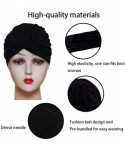Skullies & Beanies Women Pre-Tied Bonnet Turban for Women Printed Turban African Pattern Knot Headwrap Beanie - C3-2pcs-black...