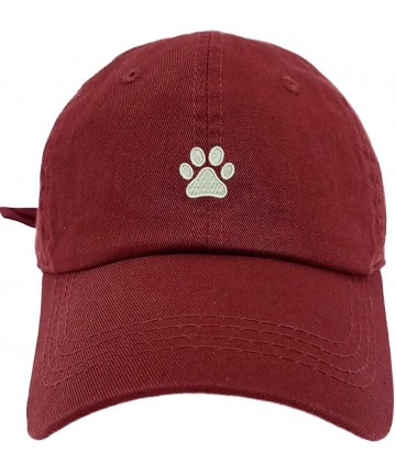 Baseball Caps Dog Paw Style Dad Hat Washed Cotton Polo Baseball Cap - Burgundy - C8188ORG8OZ $22.93