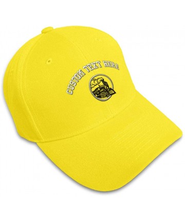 Baseball Caps Custom Baseball Cap Train Embroidery Dad Hats for Men & Women Strap Closure 1 Size - Yellow - CU18Y2UY4XG $30.01