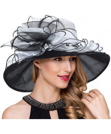 Sun Hats Womens Kentucky Derby Church Dress Fascinator Tea Party Wedding Hats S056 - Floral White - C0180ATY4H6 $36.46