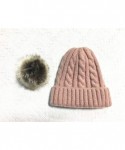 Skullies & Beanies 2PCS Parent-Child Hat Winter Warm Soft Knit Hat Beanie Ski Cap with Removable Pom Pom - Pink - CX18T3CZAI4...
