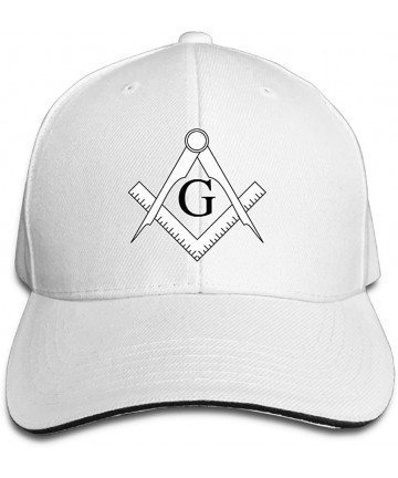 Baseball Caps Sandwich Baseball Cap Unisex Trucker Style Hats Freemason Pattern & Compass - White - C818CIDYZL5 $16.69