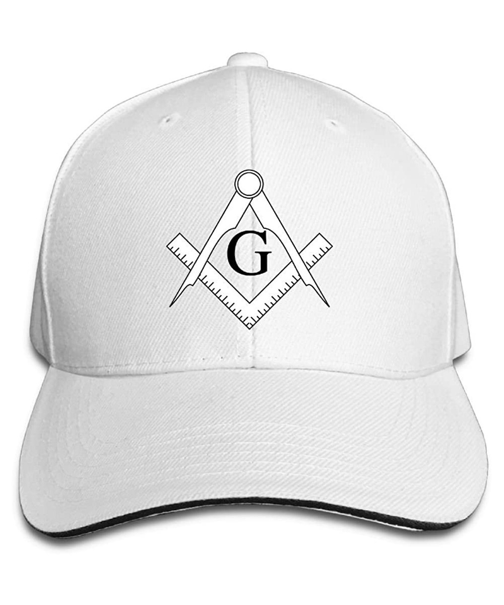 Baseball Caps Sandwich Baseball Cap Unisex Trucker Style Hats Freemason Pattern & Compass - White - C818CIDYZL5 $16.69