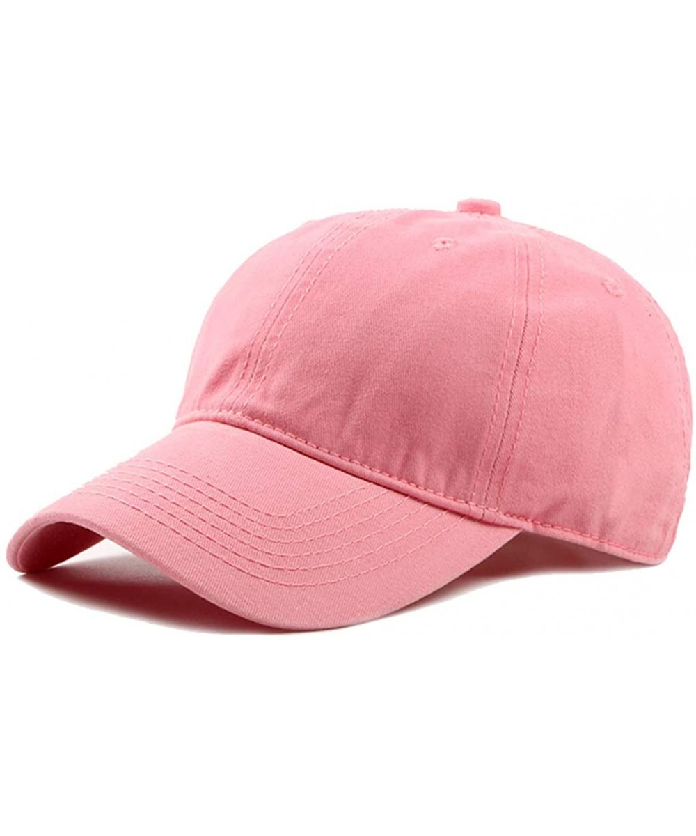 Baseball Caps Vintage-Washed Baseball Cap Men/Women Adjustable - Distressed Hats Cotton - Pink - CT18R6AY979 $14.53