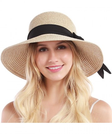 Sun Hats Womens Straw Hat Sun Hat for Women Beach Cap Summer Hats UV Protection UPF50+ - Mix Beige - CG193YAD0Y3 $33.53