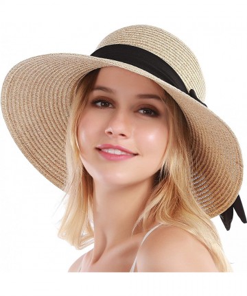 Sun Hats Womens Straw Hat Sun Hat for Women Beach Cap Summer Hats UV Protection UPF50+ - Mix Beige - CG193YAD0Y3 $25.48