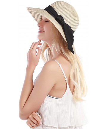 Sun Hats Womens Straw Hat Sun Hat for Women Beach Cap Summer Hats UV Protection UPF50+ - Mix Beige - CG193YAD0Y3 $25.48