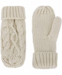 Skullies & Beanies 3 in 1 Women Soft Warm Thick Cable Knitted Hat Scarf & Gloves Winter Set - Sand Gloves W/ Lined - CB12MDU5...