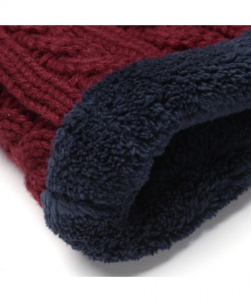Skullies & Beanies Women Men Thick Warm Winter Beanie Hat Soft Stretch Slouchy Fleece Contrast Skully Knit Cap - Dark Red - C...