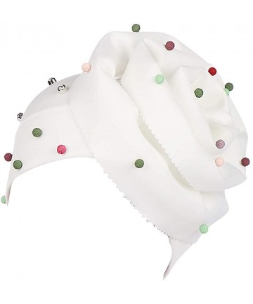Skullies & Beanies Women Cotton Wrap Cap - India Floral Hat Muslim Chemo Beanie Hats - White - CZ18QY5MGZA $18.70