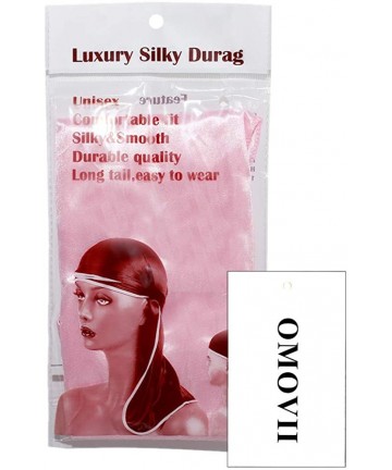 Skullies & Beanies Unisex Deluxe Silky Durag Extra Long-Tail Headwraps Pirate Cap 360 Waves Du-RAG - Laser Pink + Pink - C618...