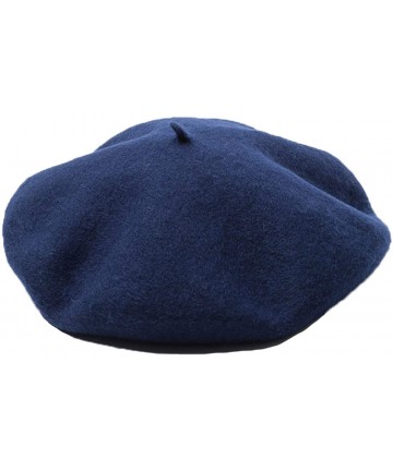 Berets Men's Unisex Adults Solid Color Wool Artist French Beret Hat - Navy Blue - CE18L2A43O4 $18.63