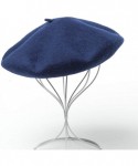 Berets Men's Unisex Adults Solid Color Wool Artist French Beret Hat - Navy Blue - CE18L2A43O4 $13.37