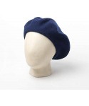 Berets Men's Unisex Adults Solid Color Wool Artist French Beret Hat - Navy Blue - CE18L2A43O4 $13.37