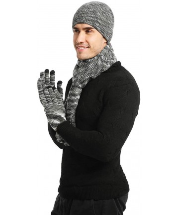 Skullies & Beanies 3 Pieces Soft Fleece Lining Beanie Hat Long Scarf Touch Screen Gloves - Gray - C318YUEMM98 $27.93
