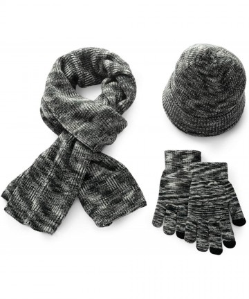 Skullies & Beanies 3 Pieces Soft Fleece Lining Beanie Hat Long Scarf Touch Screen Gloves - Gray - C318YUEMM98 $27.93