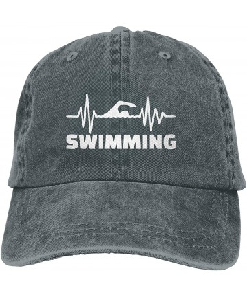 Baseball Caps Unisex Baseball Cap Denim Fabric Hat Heartbeat Swimmer Adjustable Snapback Cricket Cap - Deep Heather - CT18S7K...