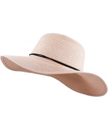 Sun Hats Womens Floppy Summer Sun Beach Wide Brim Straw Hat - Fh2-light Pink - CV18D798XWU $17.21