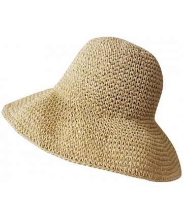 Sun Hats Women Big Brim Sun Hat Foldable Straw Hat Summer Beach Hat Fisherman Hat Sun Hats - Beige - CX18RLYN967 $43.91