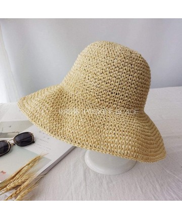 Sun Hats Women Big Brim Sun Hat Foldable Straw Hat Summer Beach Hat Fisherman Hat Sun Hats - Beige - CX18RLYN967 $43.91