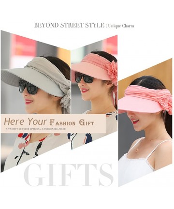 Sun Hats Floppy Summer UPF50+ Foldable Sun Beach Hats Accessories Wide Brim for Women - Pink Empty Top - CH12F3HZN5D $15.78