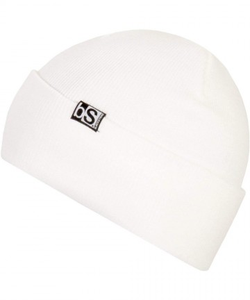 Skullies & Beanies Essential Beanie Hat with Flip Tag Multi-Season Headwear for Men and Women (One Size) - White - CI18DO3LHQ...