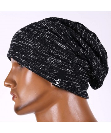 Berets Women's Slouch Beanie Long Baggy Skull Cap Turban Winter Beret Hat - Black - CT18Y4MWT3Q $16.67
