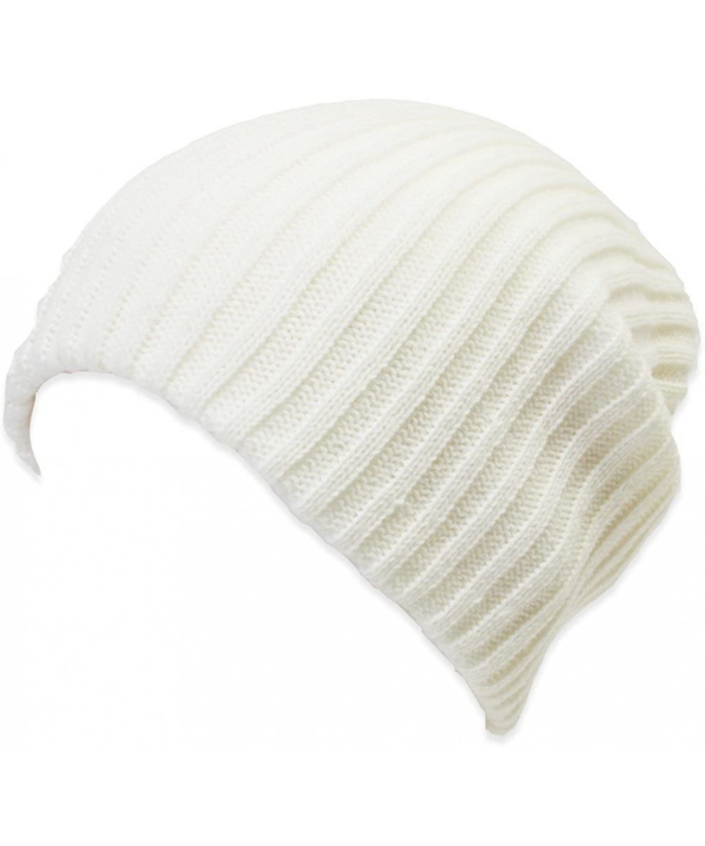 Skullies & Beanies 2 Pack Solid Color Blank Long Cuff Daily Stretch Knit Winter Beanies - Ivory - CI119CFAF1T $17.10