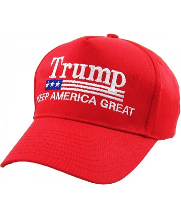 Baseball Caps Make America Great Again Our President Donald Trump Slogan with USA Flag Cap Adjustable Baseball Hat Red - C518...
