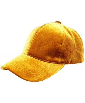 Baseball Caps Unisex Plain Soft Velvety Baseball Cap Hat Adjustable Band - Mustard - CH18IA3ESIE $14.12