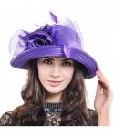 Bucket Hats Women Kentucky Derby Dress Church Wedding Party Feather Bucket Hat S608-A - Purple - CJ17YU8508K $36.58