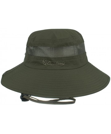 Sun Hats Outdoor Sun Protection Fishing Hat Wide Brim Breathable Bucket Safari Boonie Cap for Men and Women - Army Green - CP...