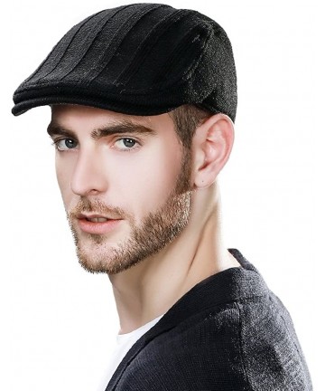 Newsboy Caps Wool Newsboy Cap Earflap Trapper Hat Winter Warm Lined Fashion Unisex 56-60CM - 69148_black - C4128KSDWR3 $22.80