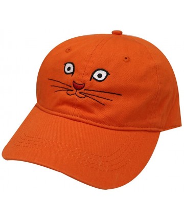 Baseball Caps Cat Face Cotton Baseball Caps - Orange - C117Z5HOWZK $18.50