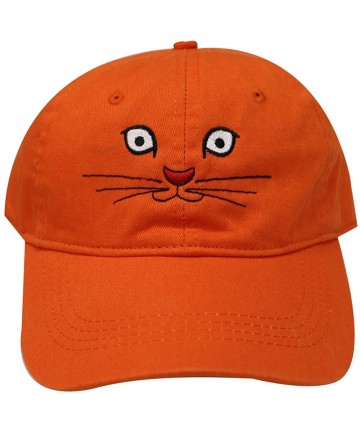 Baseball Caps Cat Face Cotton Baseball Caps - Orange - C117Z5HOWZK $18.50