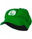 Newsboy Caps Big Size Circle Mario and Luigi Embroidered Cotton Newsboy Cap - Green - CT11ND5IZU3 $28.05