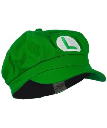 Newsboy Caps Big Size Circle Mario and Luigi Embroidered Cotton Newsboy Cap - Green - CT11ND5IZU3 $28.05