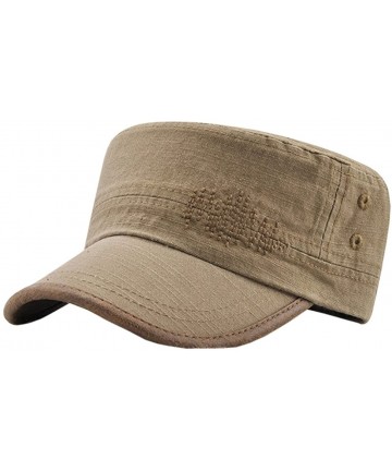 Newsboy Caps Men's Solid Color Military Style Hat Cadet Army Cap - B--light Coffee - CY18E2M9LYY $15.81