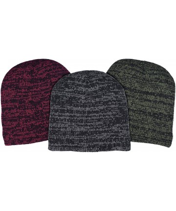 Skullies & Beanies Men's Insulated Thermal Thick Knit Marled Beanie in - Red & Black - CM18I6TYZW7 $13.45
