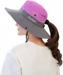 Sun Hats Women's Outdoor UV Protection Foldable Mesh Wide Brim Beach Fishing Hat - Purple - CJ18E0K7OUT $17.88
