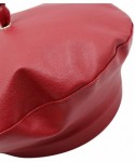 Berets Women PU Leather French Black Beret Hat Causal Beanie Hat - Upgrade -Pu Leather- Wine Red - CL18ALL0NRR $18.13